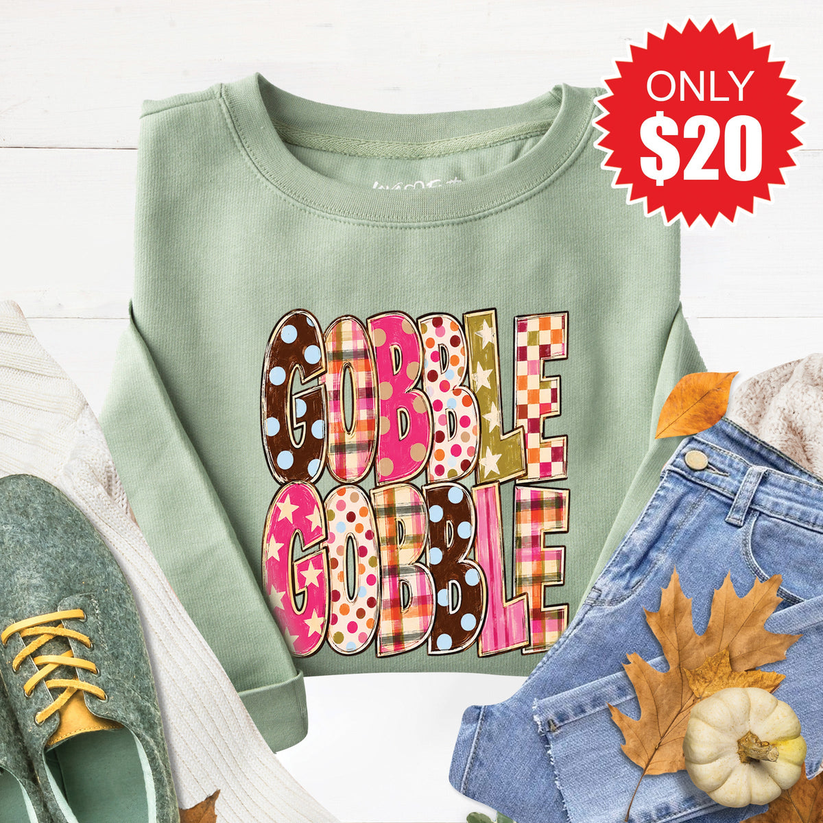 Gobble Sweatshirt - Heather Sage - 20 product image 1