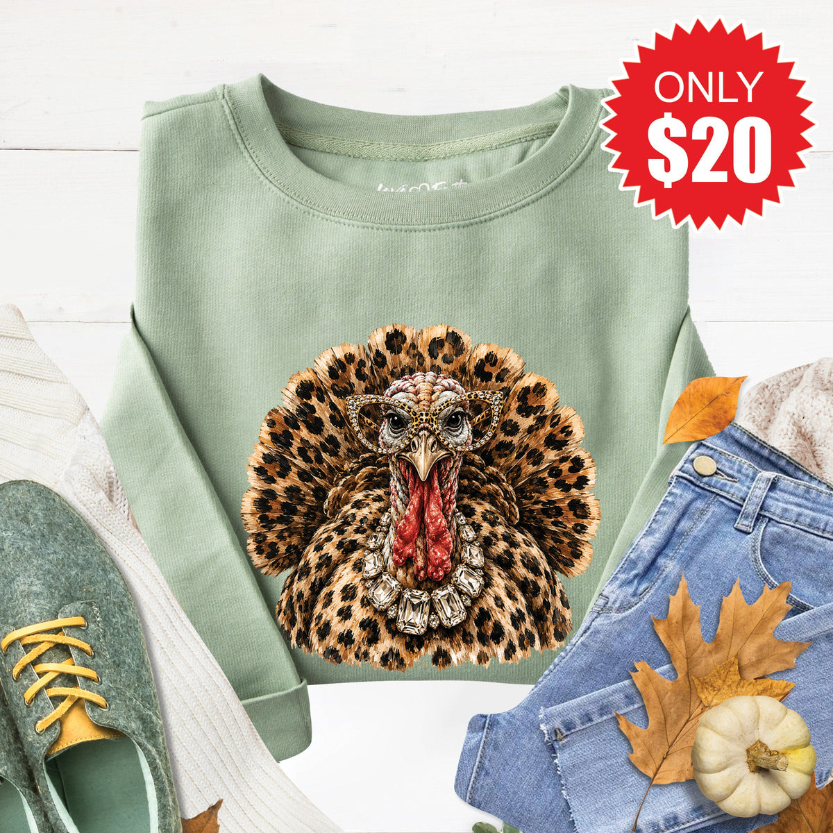 Turkey Sweatshirt - Heather Sage - 20 product image 1
