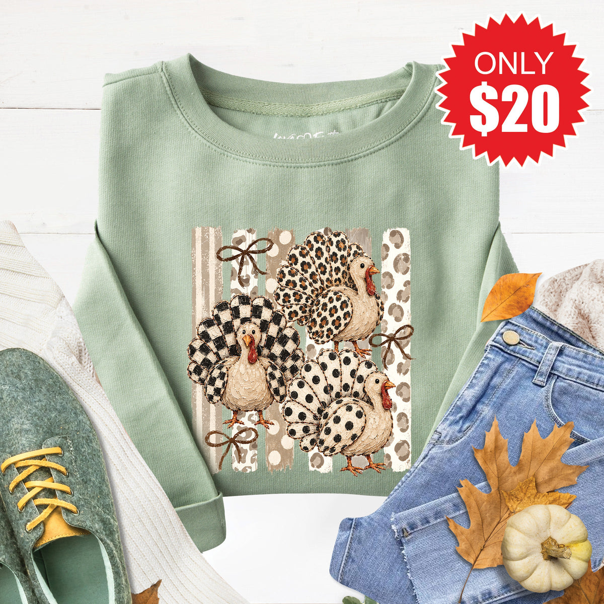 Turkey Sweatshirt - Heather Sage - 20 product image 1