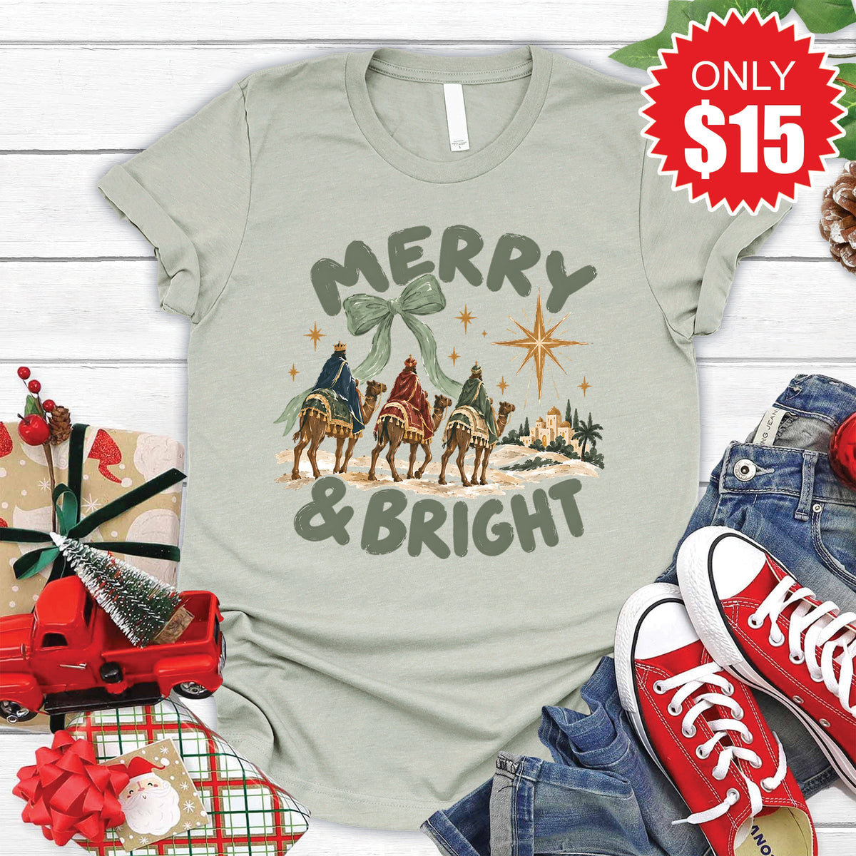 Merry and Bright Tee - Heather Sage - 15 product image 1