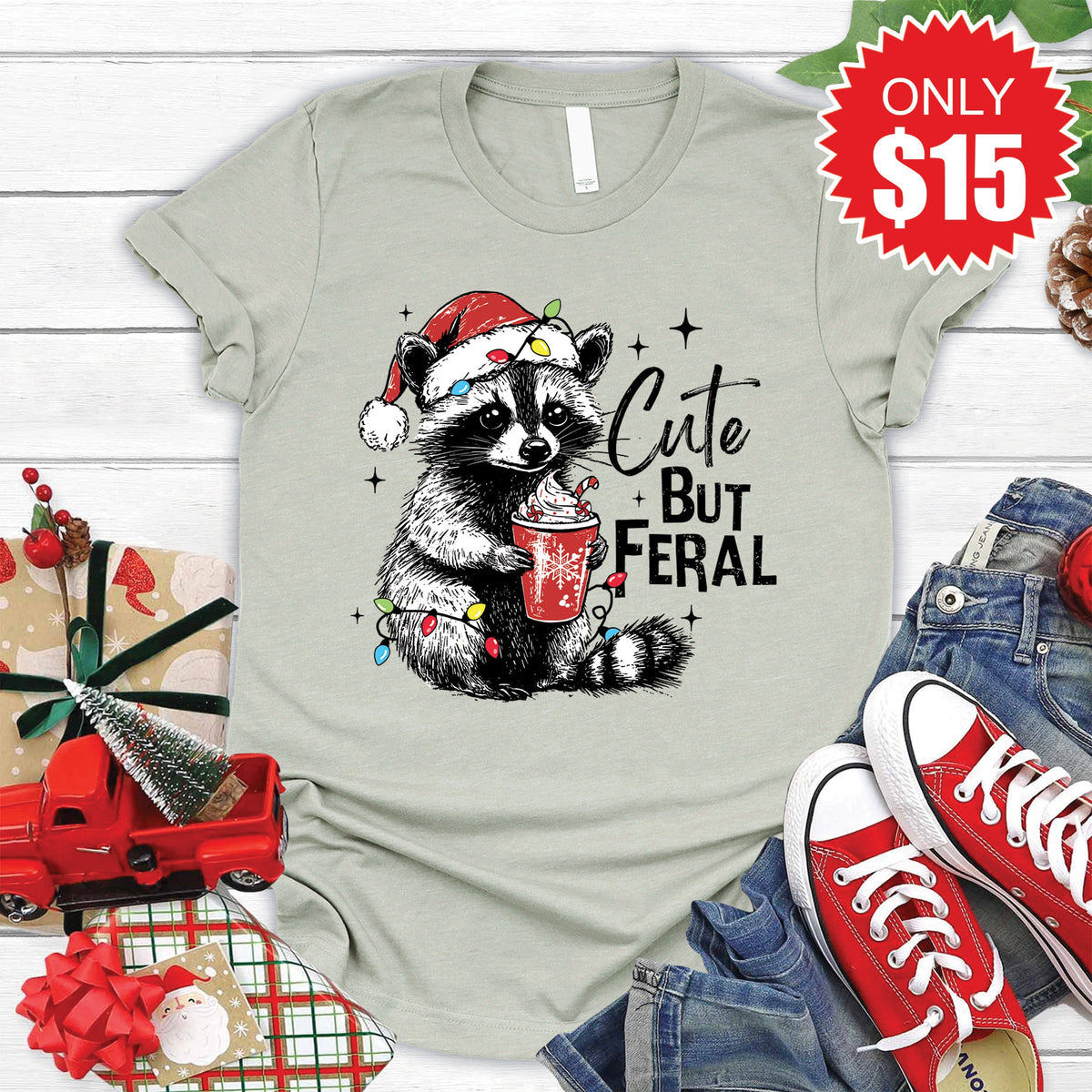 Cute But Feral Tee - Heather Sage - 15 product image 1