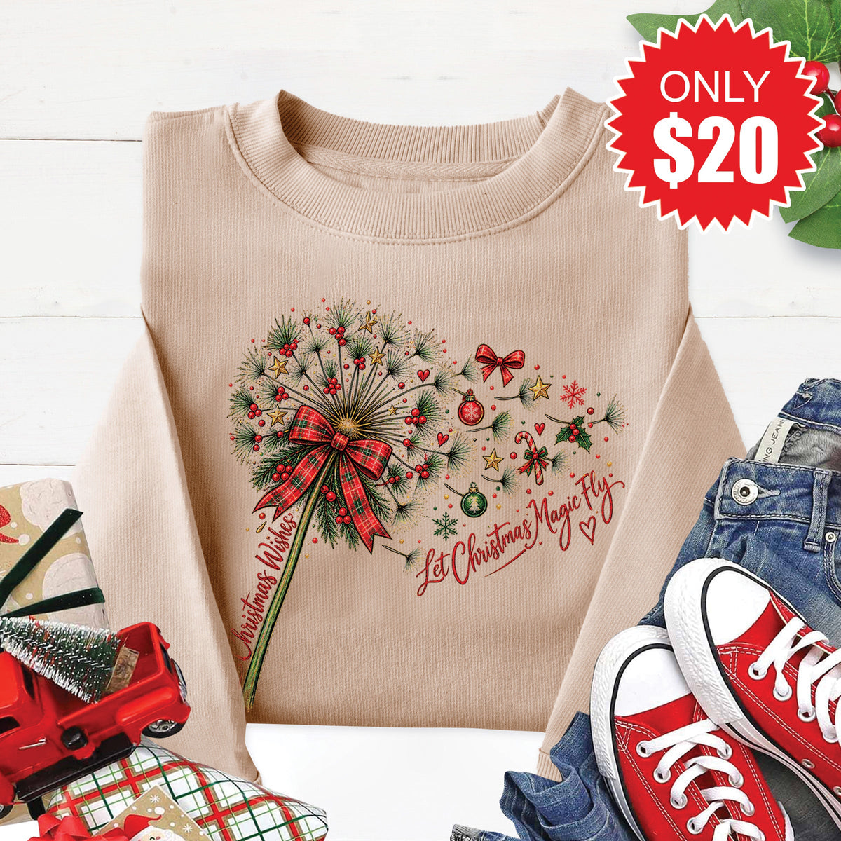 Christmas Wishes Sweatshirt - Heather Sand - 20 product image 1