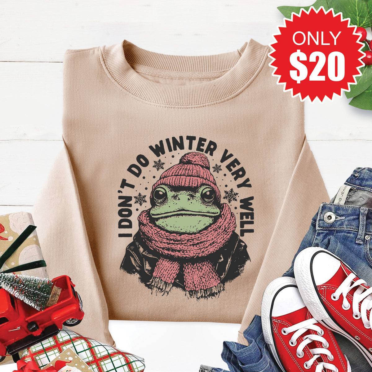I Don't Do Winter Sweatshirt - Heather Sand - 20 product image 1