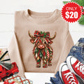 Christmas Cow Sweatshirt - Heather Sand - 20 product image 1
