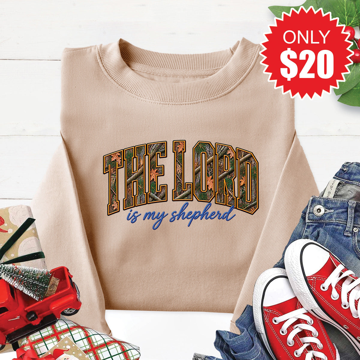 The Lord Is My Shepherd Sweatshirt - Heather Sand - 20 product image 1