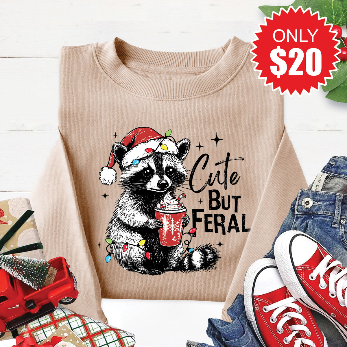 Cute But Feral Sweatshirt - Heather Sand - 20 product image 1