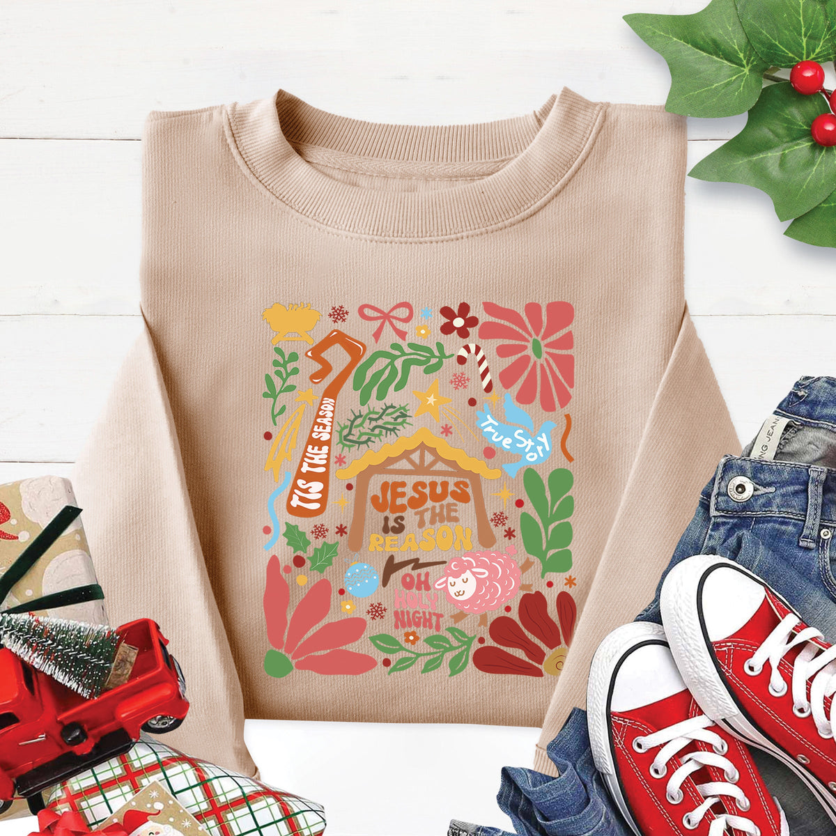 Jesus Is The Reason Sweatshirt - Heather Sand - 20 product image 1