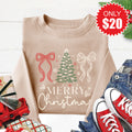Merry Christmas Sweatshirt - Heather Sand - 20 product image 1