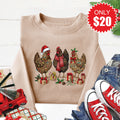 Christmas Chickens Sweatshirt - Heather Sand - 20 product image 1