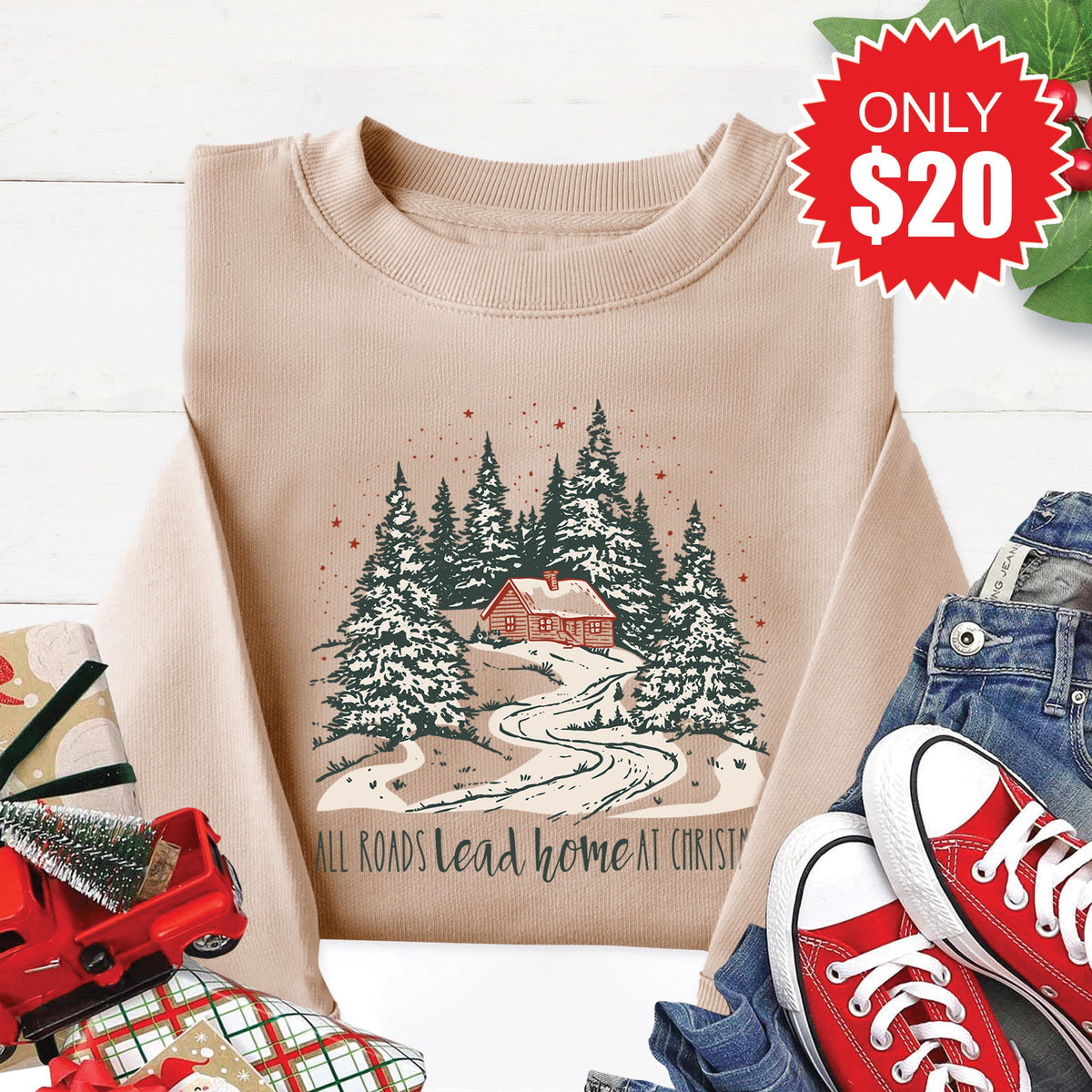 All Roads Lead Home Sweatshirt - Heather Sand - 20 product image 1