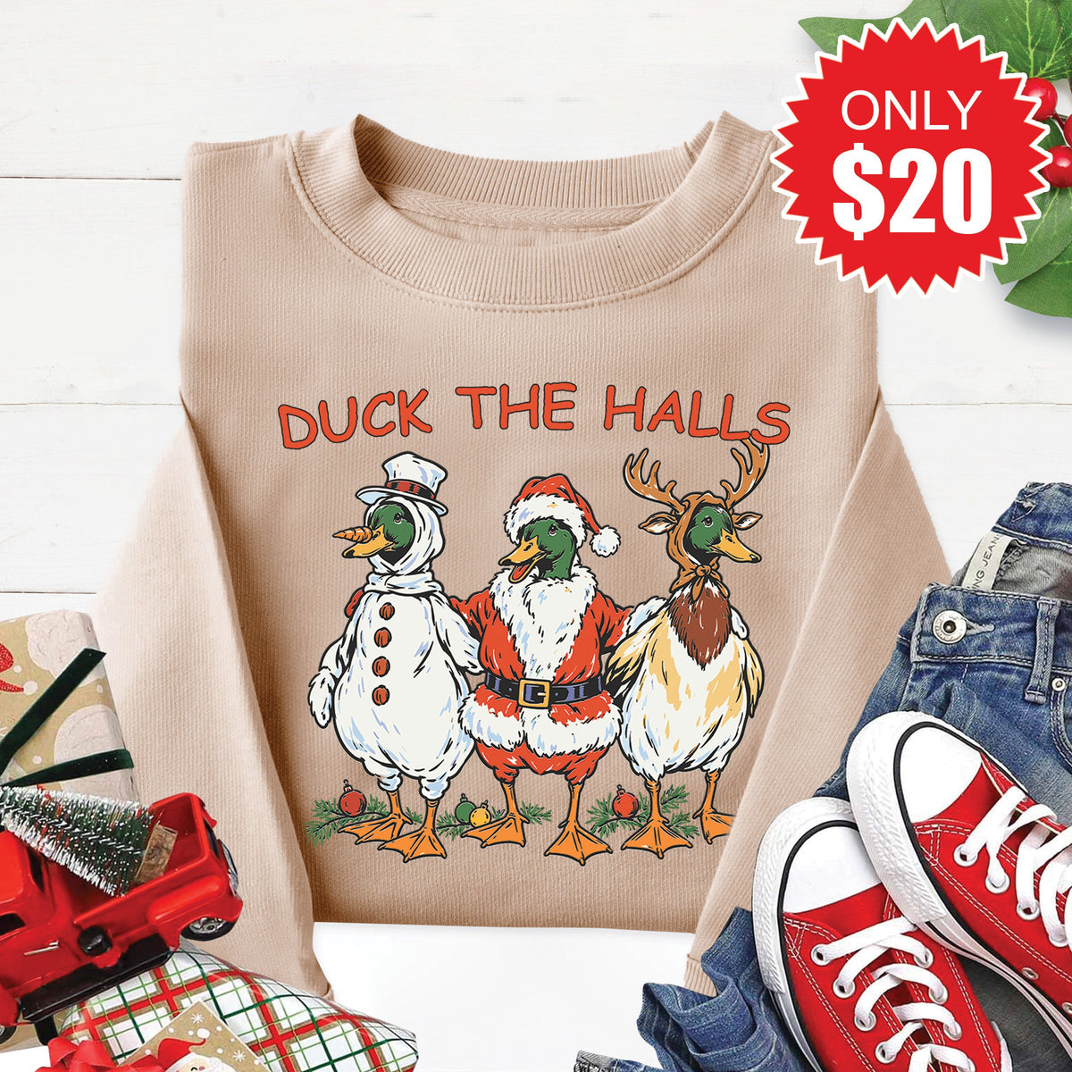 Duck The Halls Sweatshirt - Heather Sand - 20 product image 1