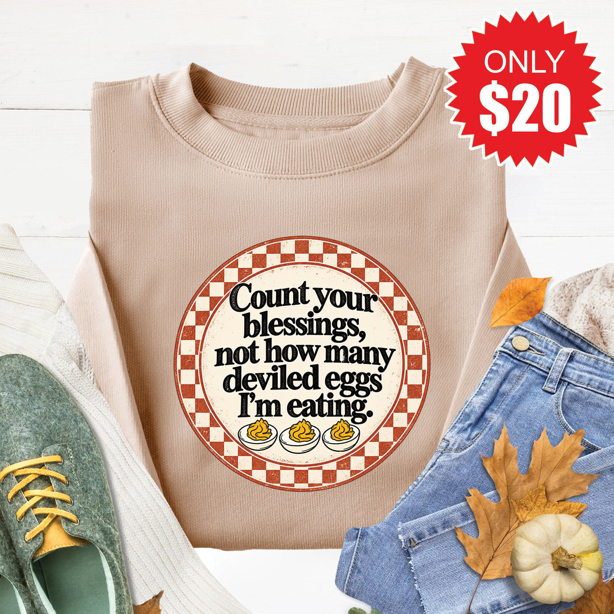 Count Your Blessings Sweatshirt - Heather Sand - 20 product image 1