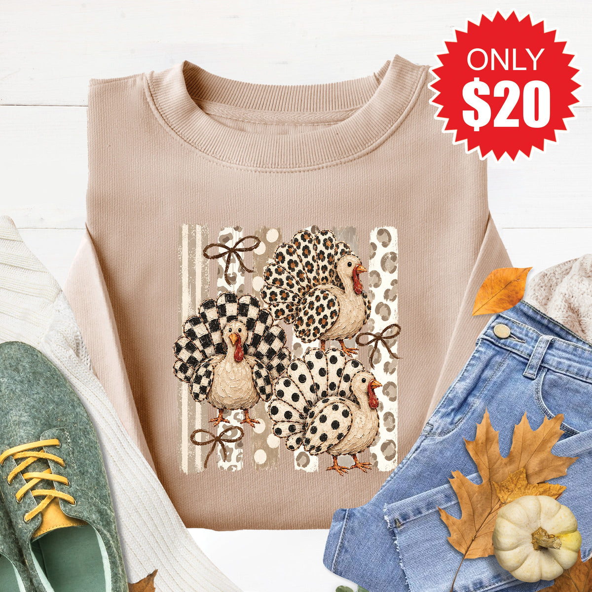 Turkey Sweatshirt - Heather Sand - 20 product image 1