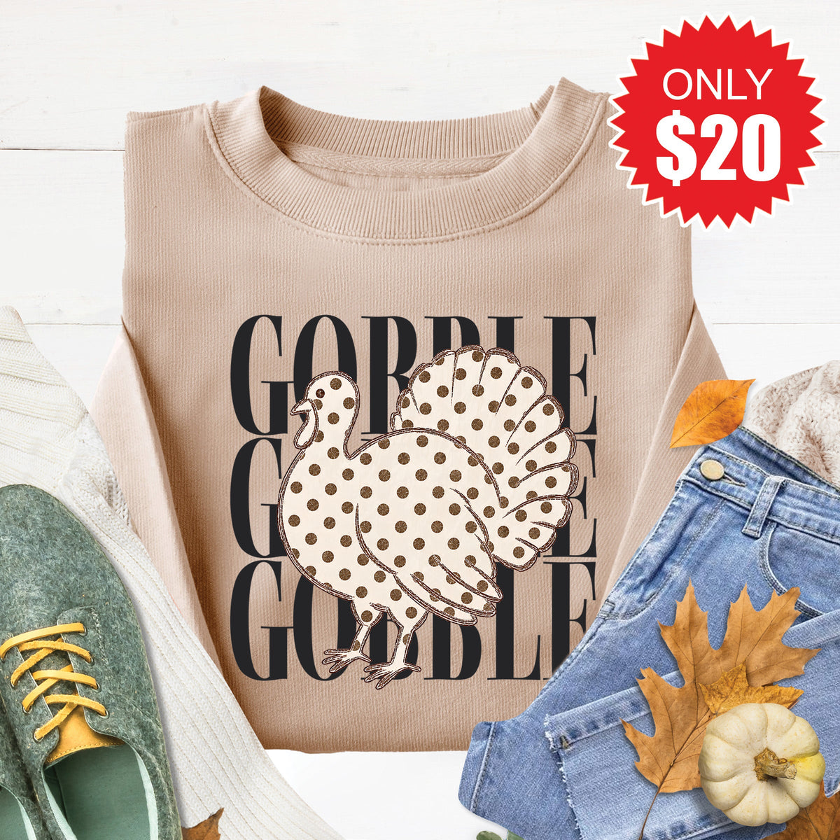 Gobble Sweatshirt - Heather Sand - 20 product image 1