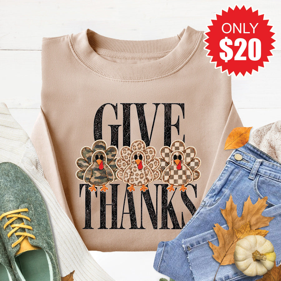 Give Thanks Sweatshirt - Heather Sand - 20 product image 1