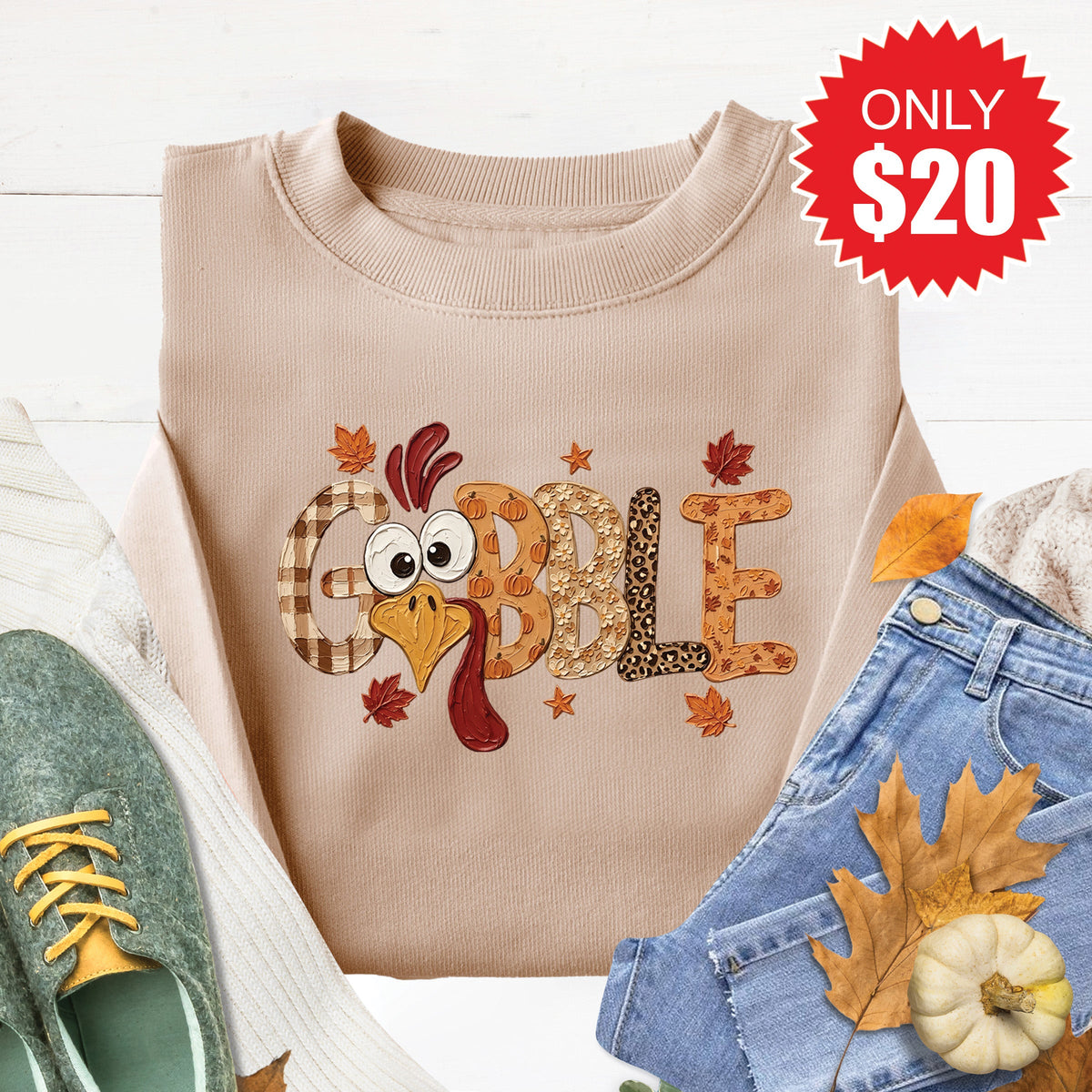 Gobble Sweatshirt - Heather Sand - 20 product image 1