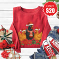 Christmas Chickens Sweatshirt - Heather Scarlet - 20 product image 1