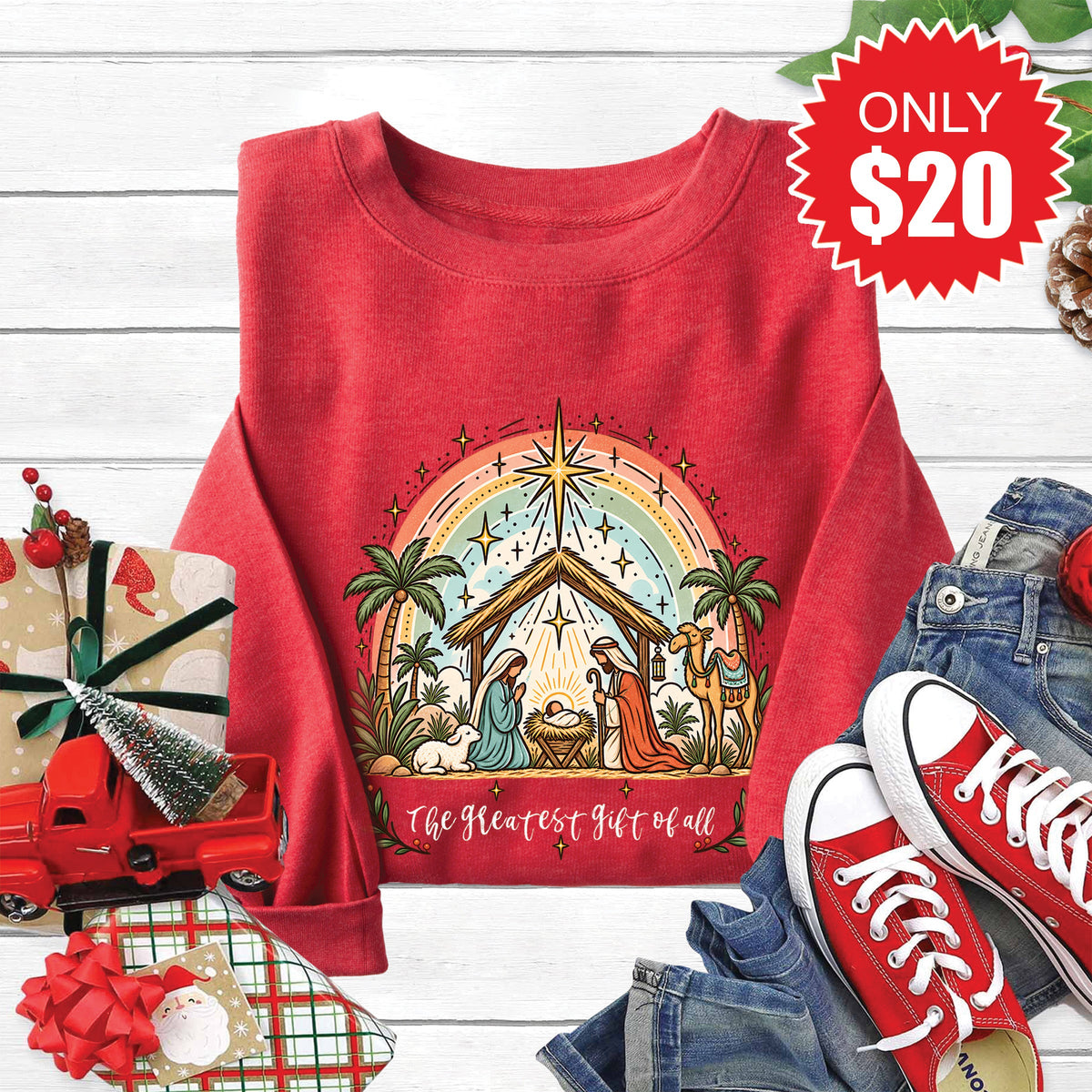 The Greatest Gift Sweatshirt - Heather Scarlet - 20 product image 1
