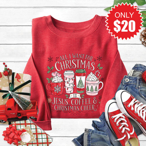 All I Want for Christmas Sweatshirt - Heather Scarlet - 20 product image 1