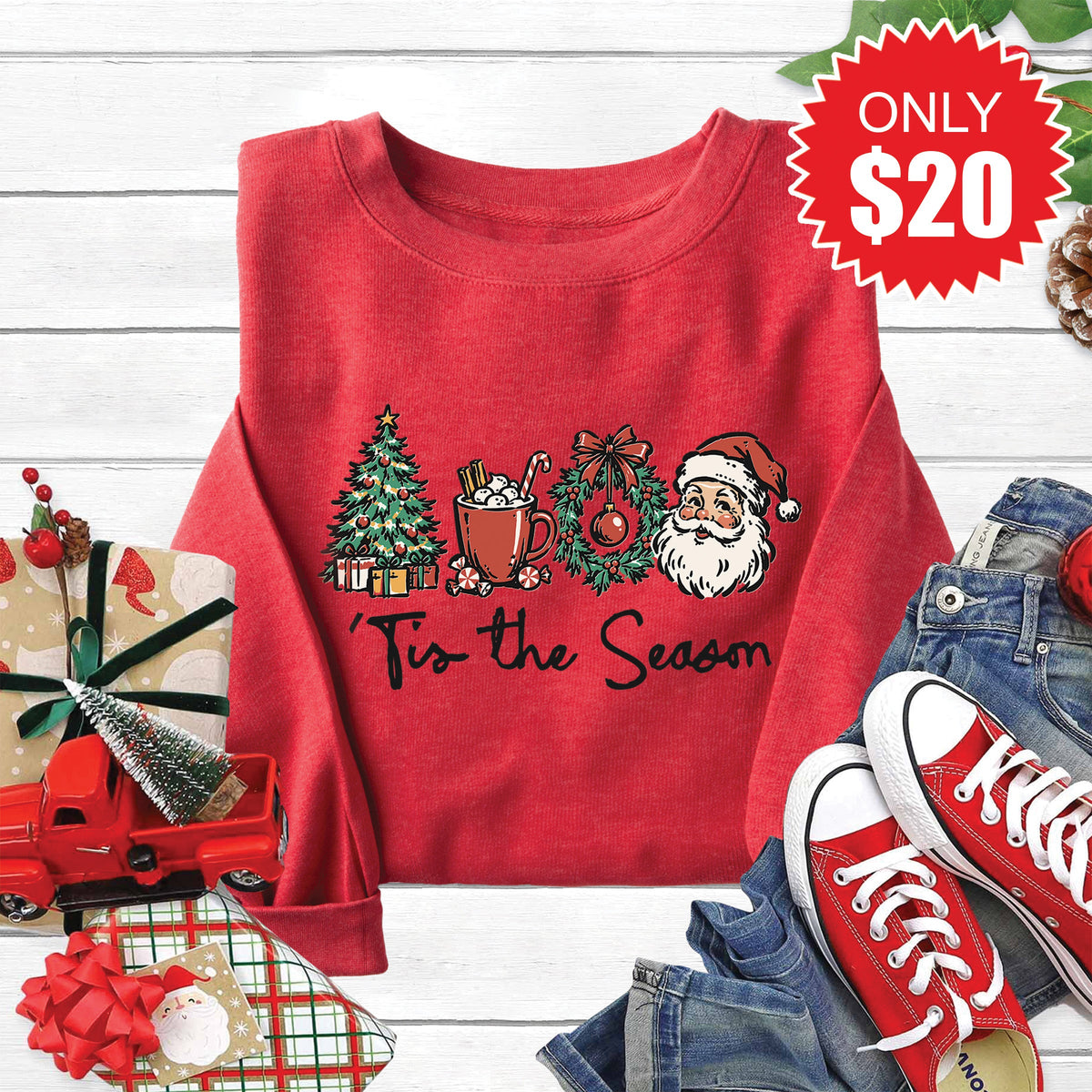 Tis The Season Sweatshirt - Heather Scarlet - 20 product image 1