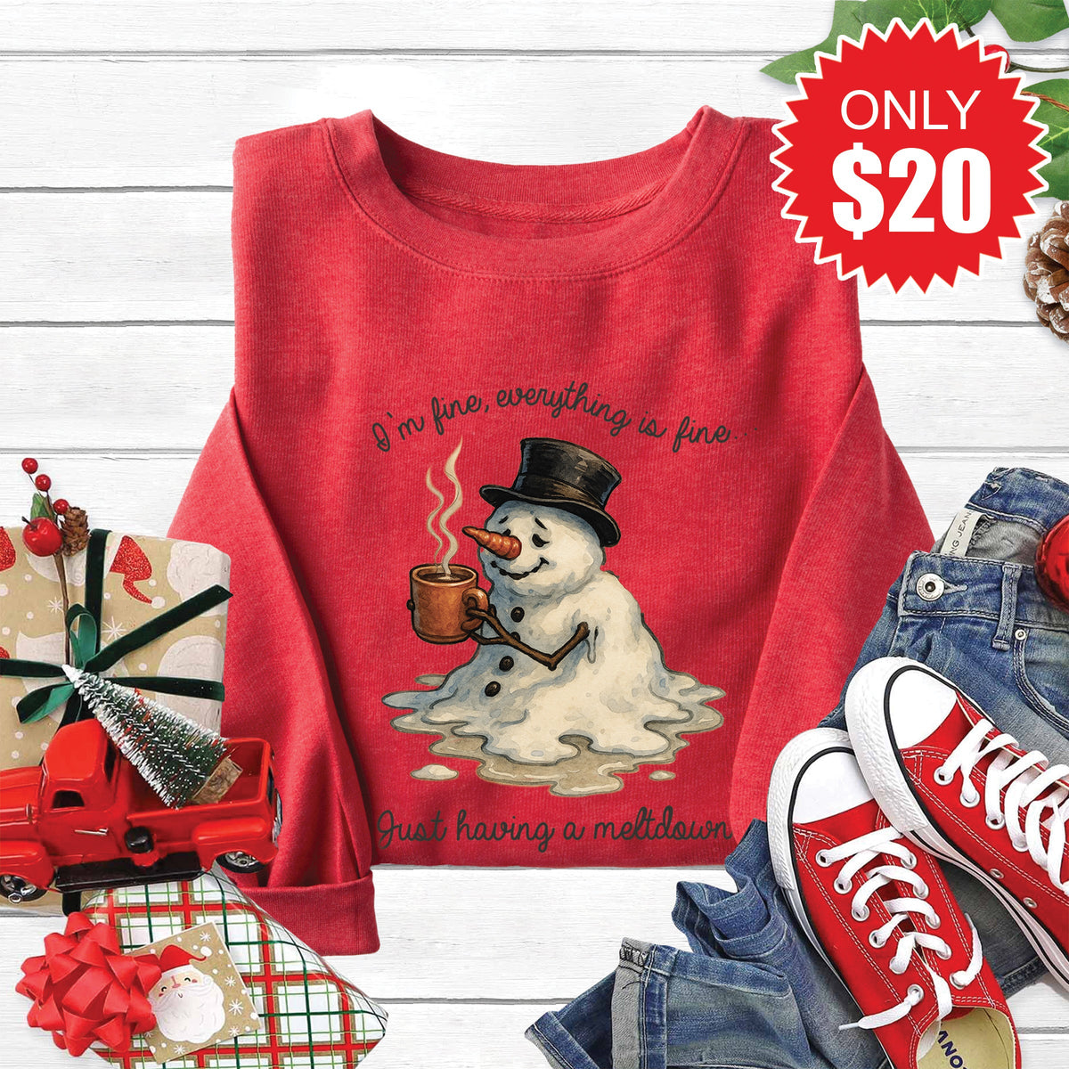 Having a Meltdown Sweatshirt - Heather Scarlet - 20 product image 1