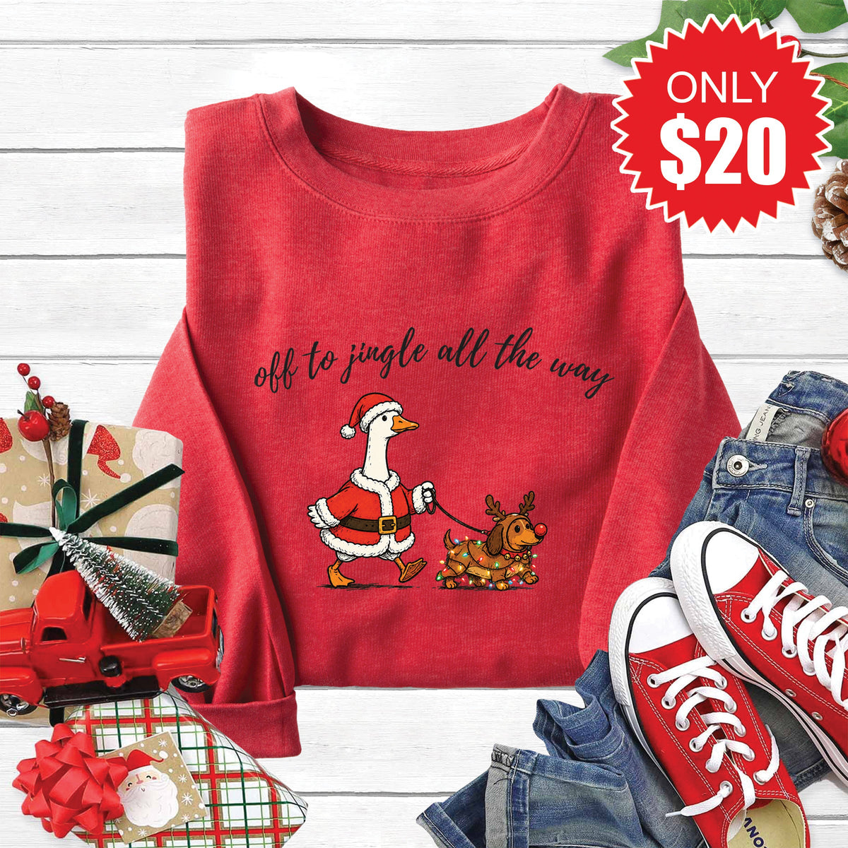 Jingle All The Way Sweatshirt - Heather Scarlet - 20 product image 1