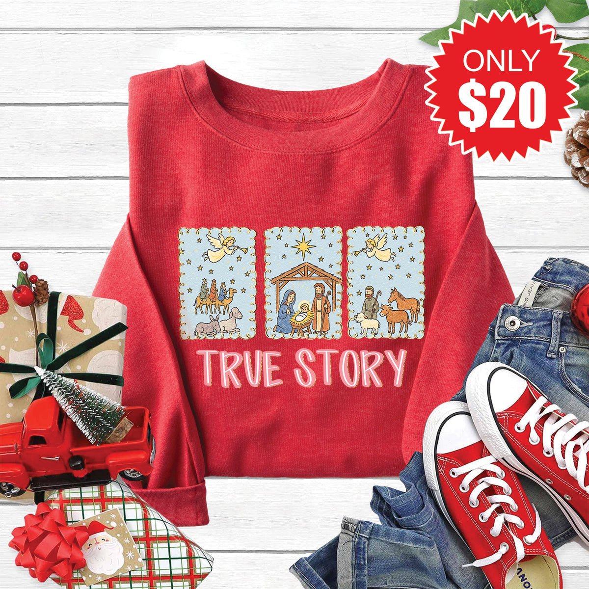 True Story Sweatshirt - Heather Scarlet - 20 product image 1