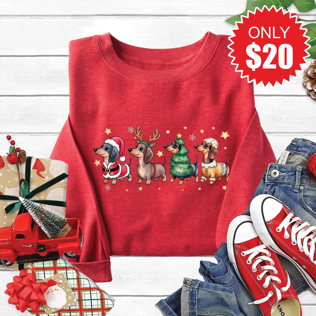 Dachshund Sweatshirt - Heather Scarlet - 20 product image 1