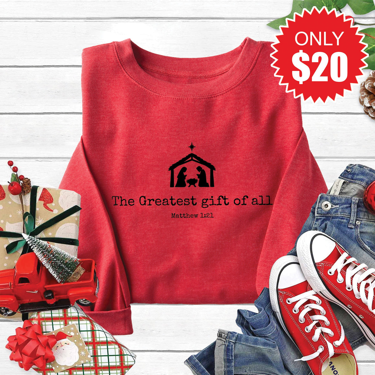 Greatest Gift Sweatshirt - Heather Scarlet - 20 product image 1