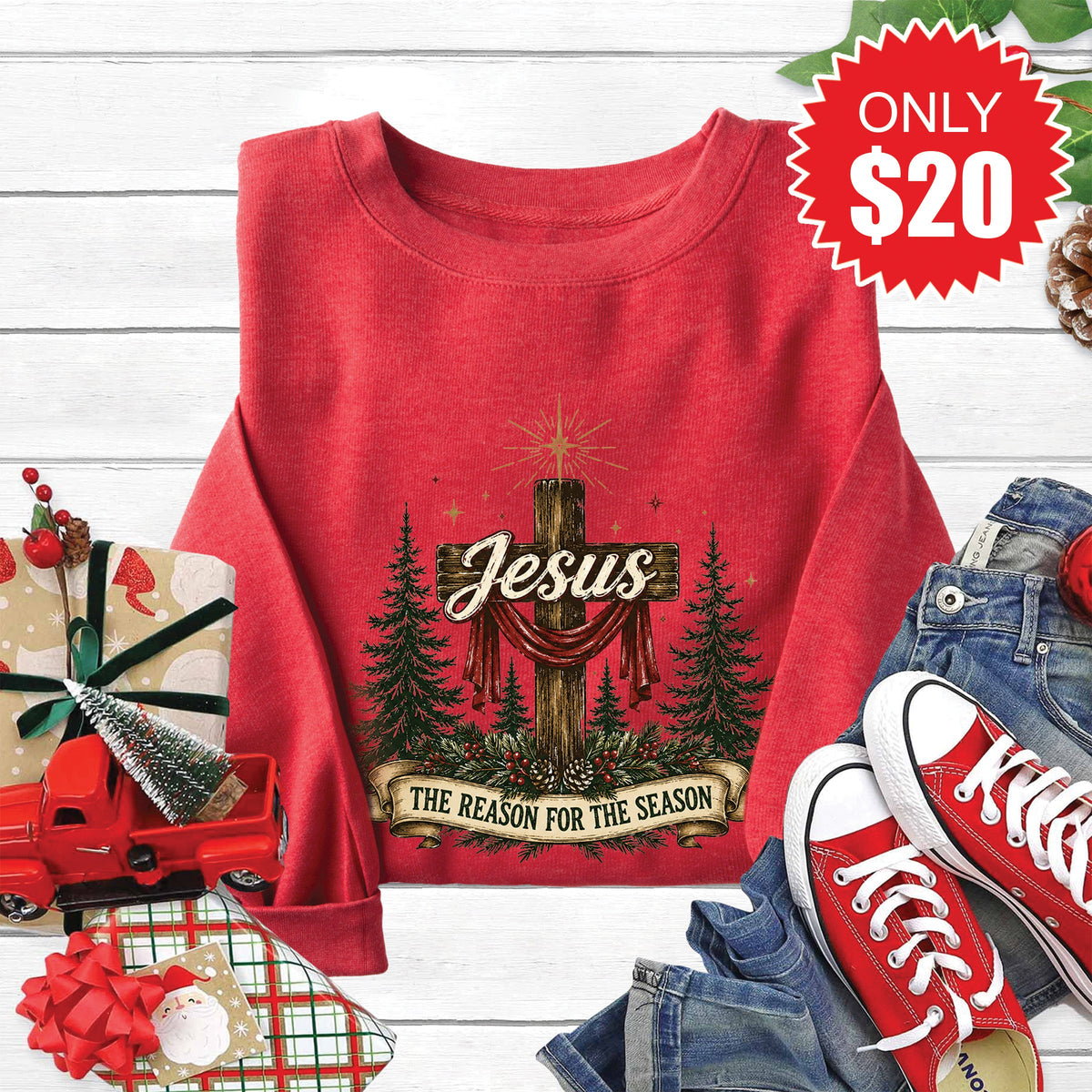 Reason For The Season Sweatshirt - Heather Scarlet - 20 product image 1