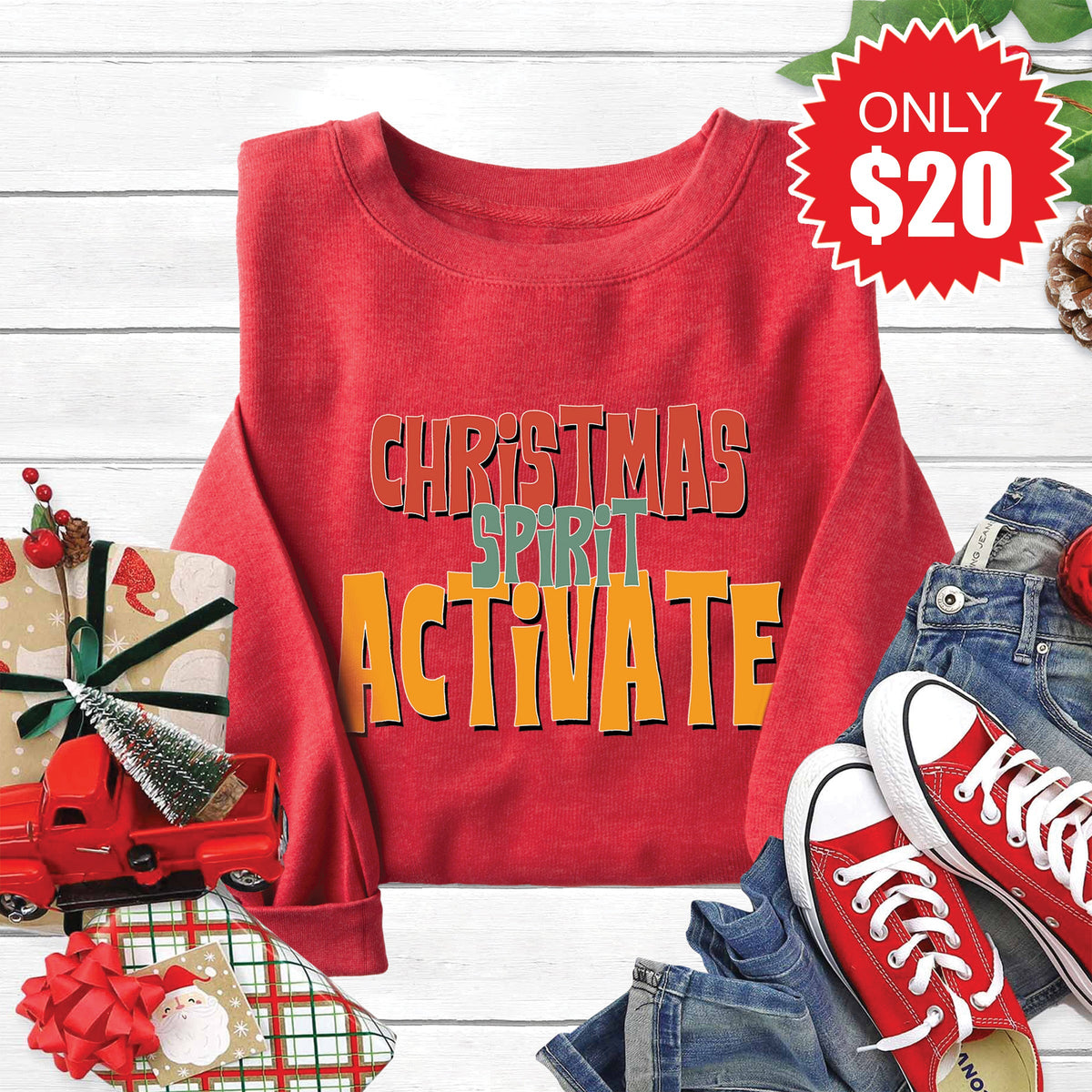 Christmas Spirit Activate Sweatshirt - Heather Scarlet - 20 product image 1