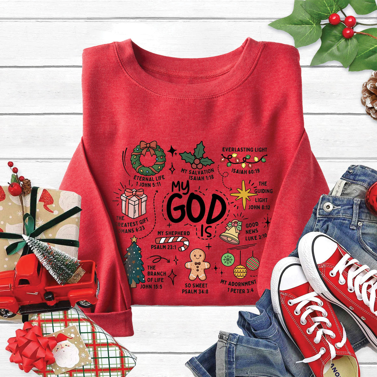 My God Is Sweatshirt - Heather Scarlet - 20 product image 1
