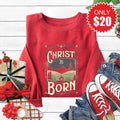 Christ Is Born Sweatshirt - Heather Scarlet - 20 product image 1
