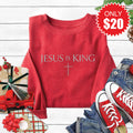 Jesus Is King Sweatshirt - Heather Scarlet - 20 product image 1