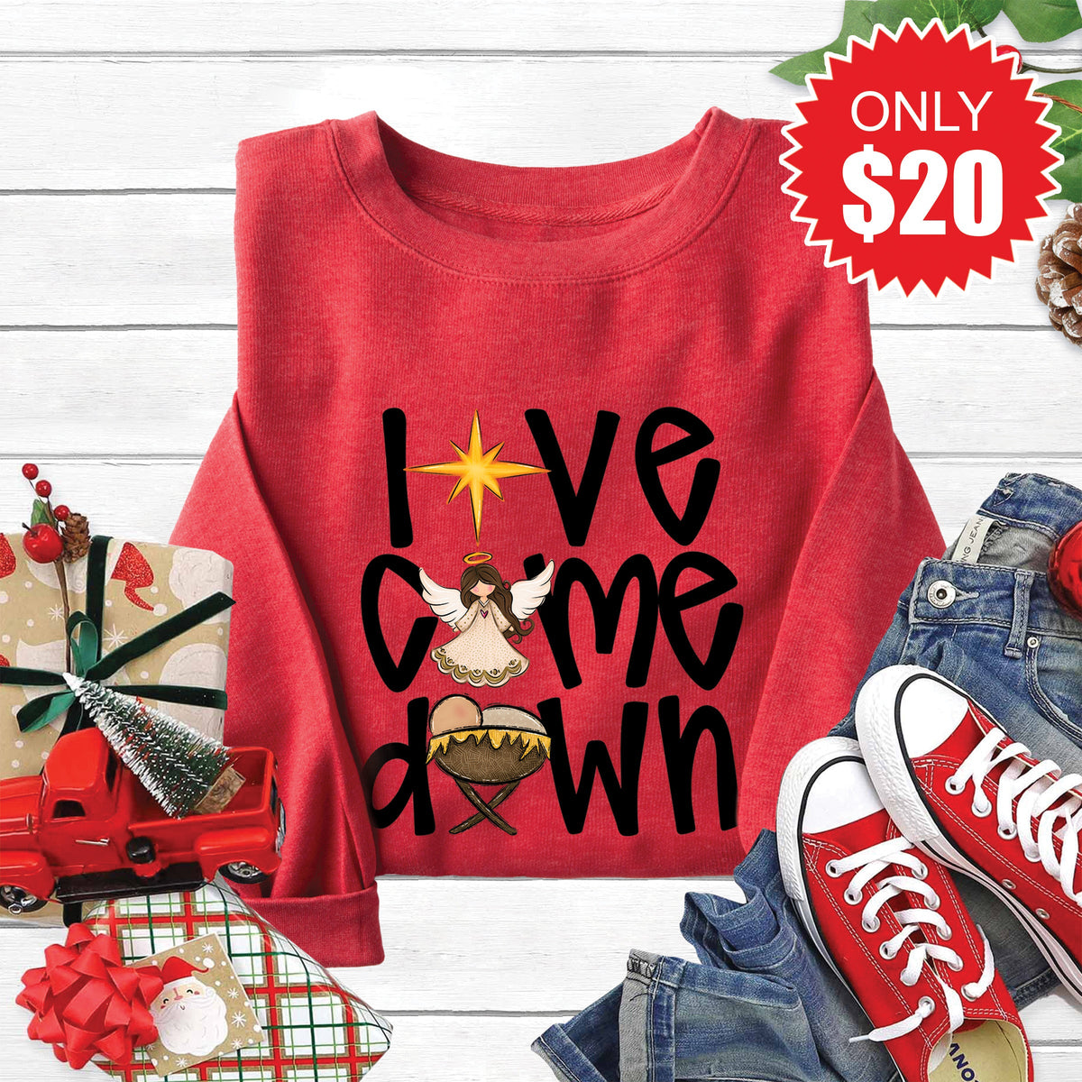 Love Came Down Sweatshirt - Heather Scarlet - 20 product image 1
