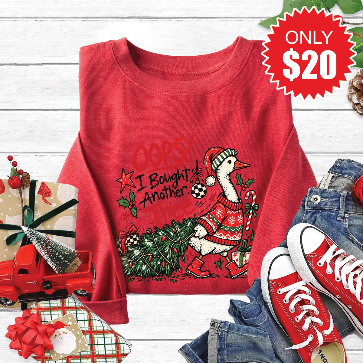 Oops Goose Sweatshirt - Heather Scarlet - 20 product image 1