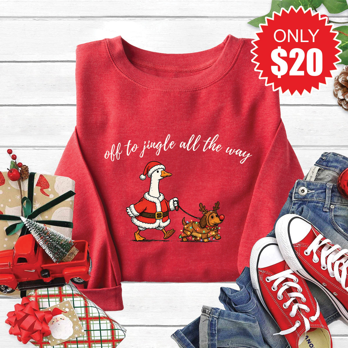 Jingle All The Way Sweatshirt - Heather Scarlet - 20 product image 1
