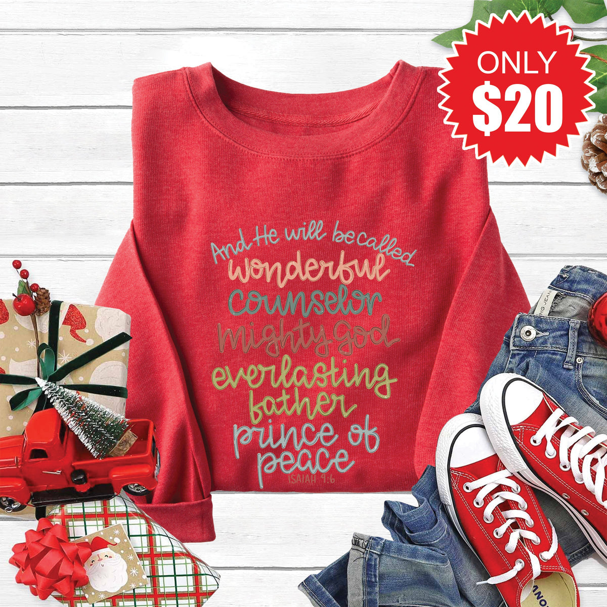 Prince Of Peace Sweatshirt - Heather Scarlet - 20 product image 1