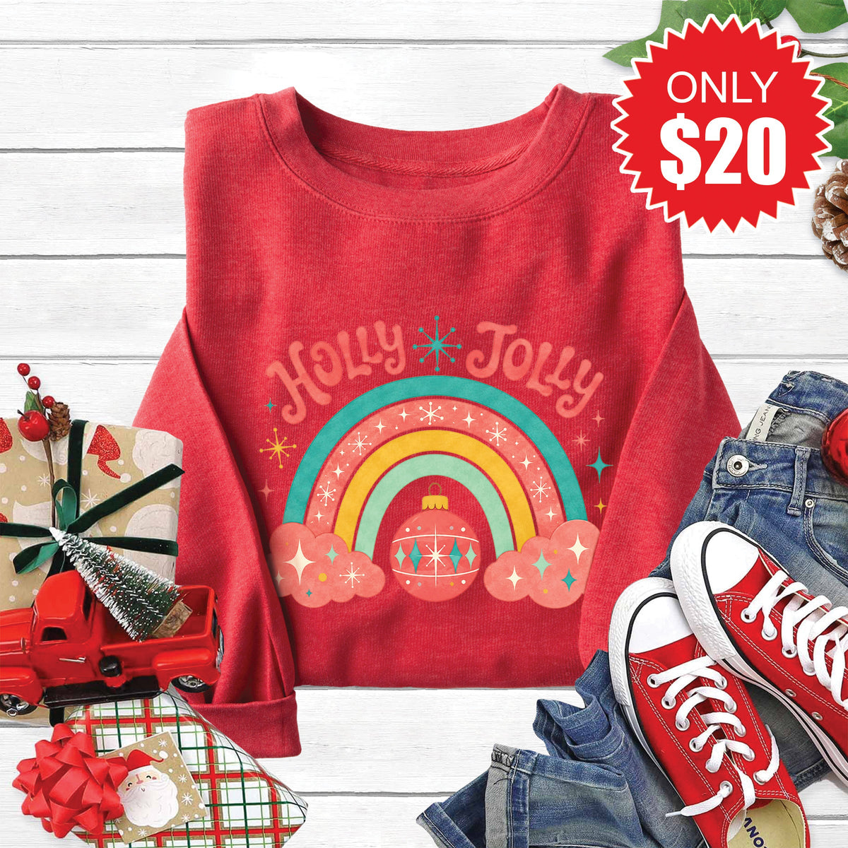 Holly Jolly Sweatshirt - Heather Scarlet - 20 product image 1
