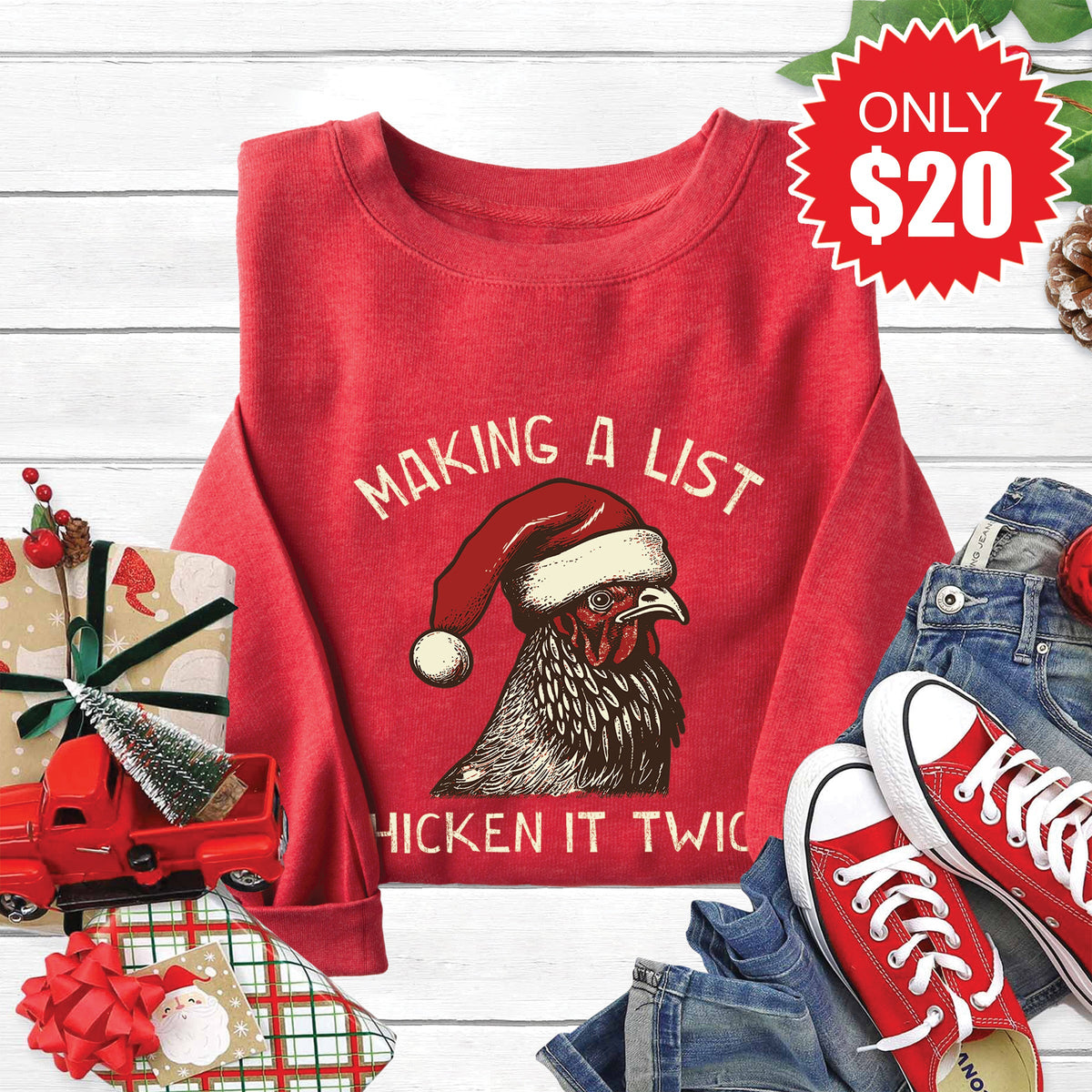 Chicken It Twice Sweatshirt - Heather Scarlet - 20 product image 1
