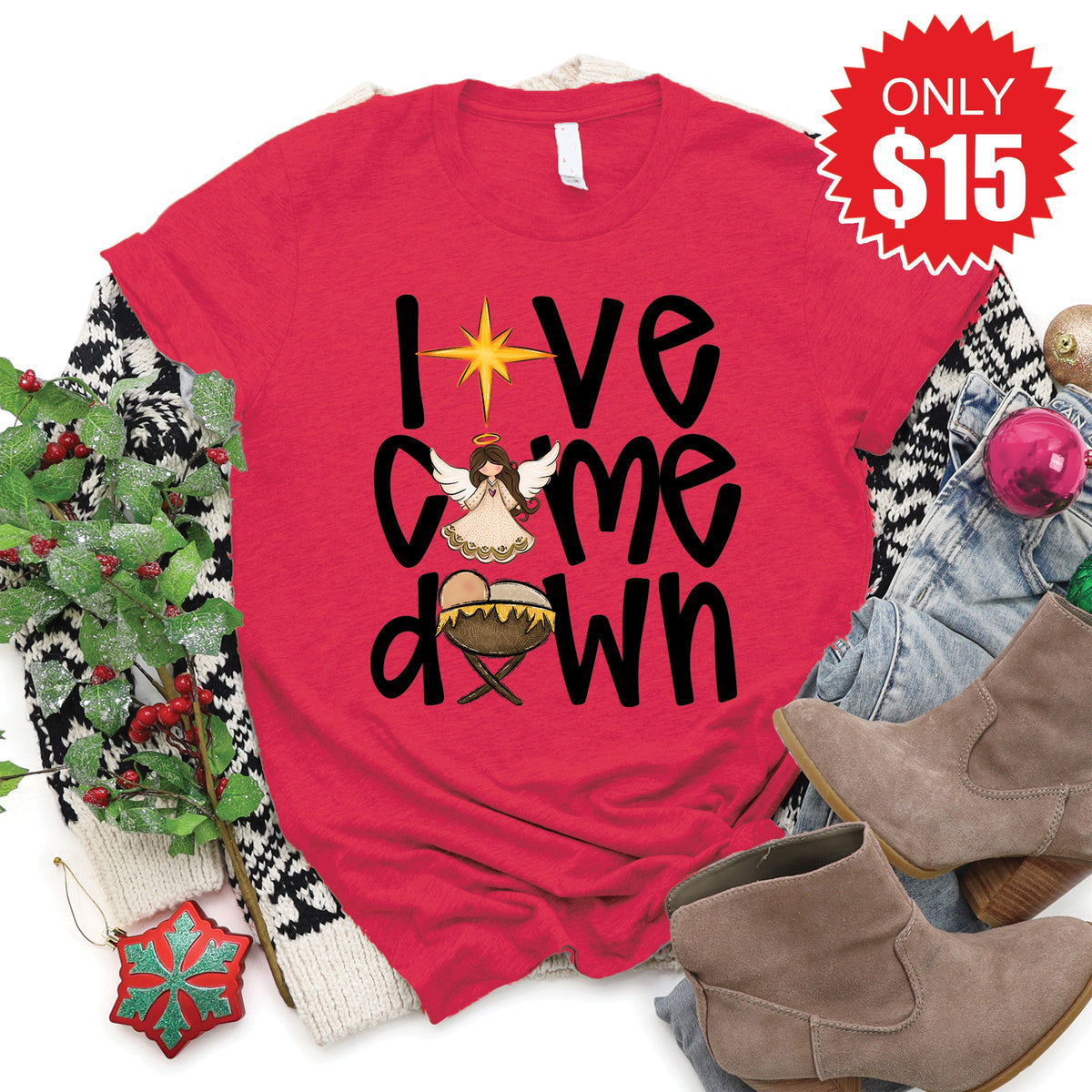 Love Came Down Tee - Heather Scarlet - 15 product image 1