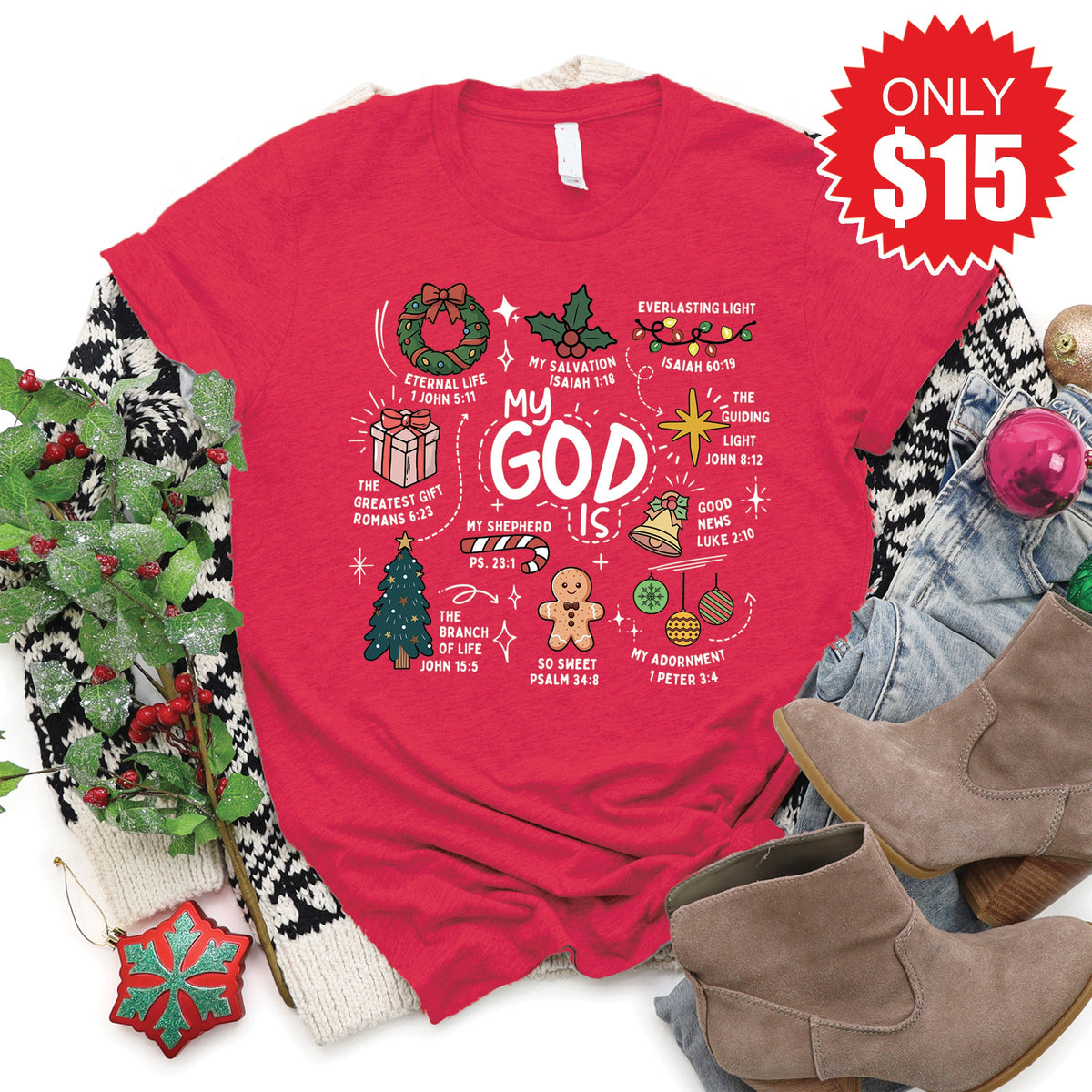 My God Is Tee - Heather Scarlet - 15 product image 1