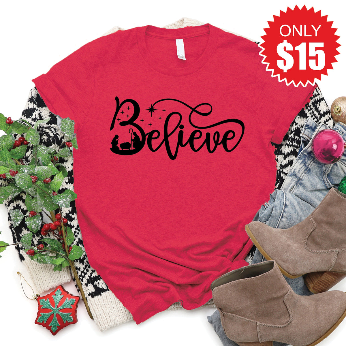 Believe Tee - Heather Scarlet - 15 product image 1