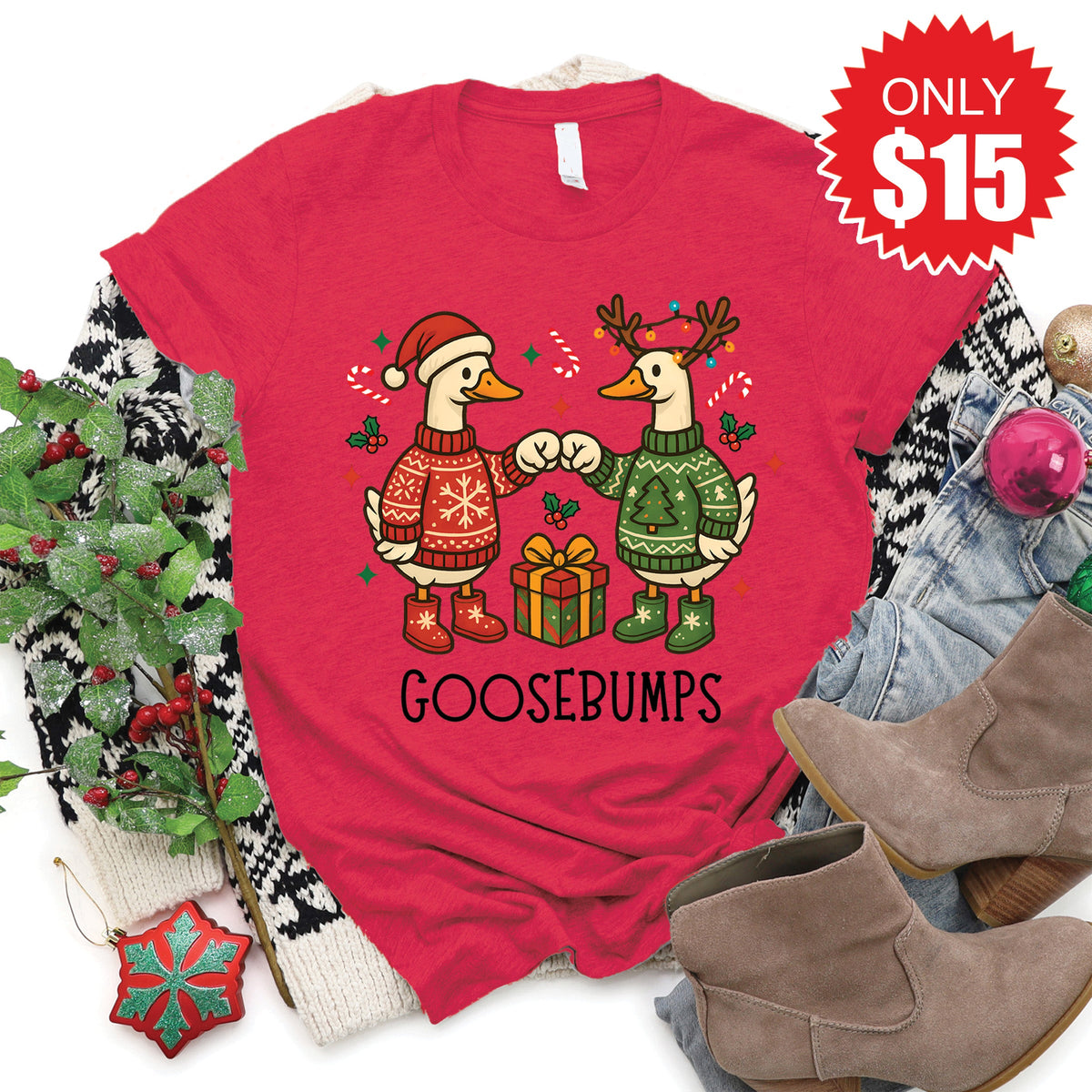 Goosebumps Tee - Heather Scarlet - 15 product image 1