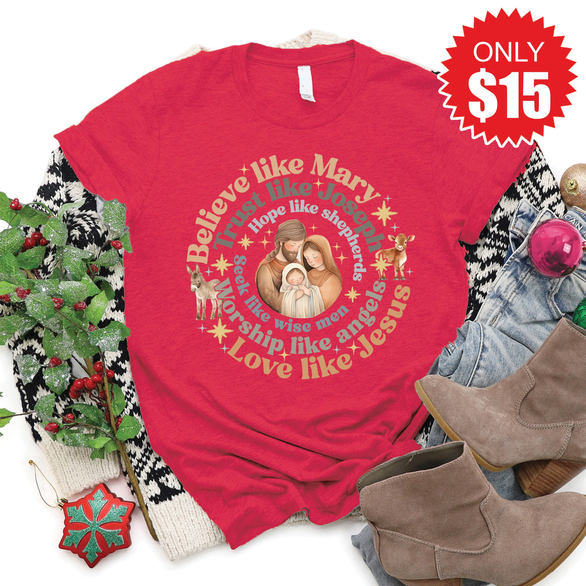 Believe Like Mary Tee - Heather Scarlet - 15 product image 1