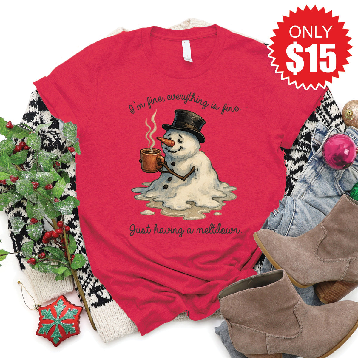 Having a Meltdown Tee - Heather Scarlet - 15 product image 1