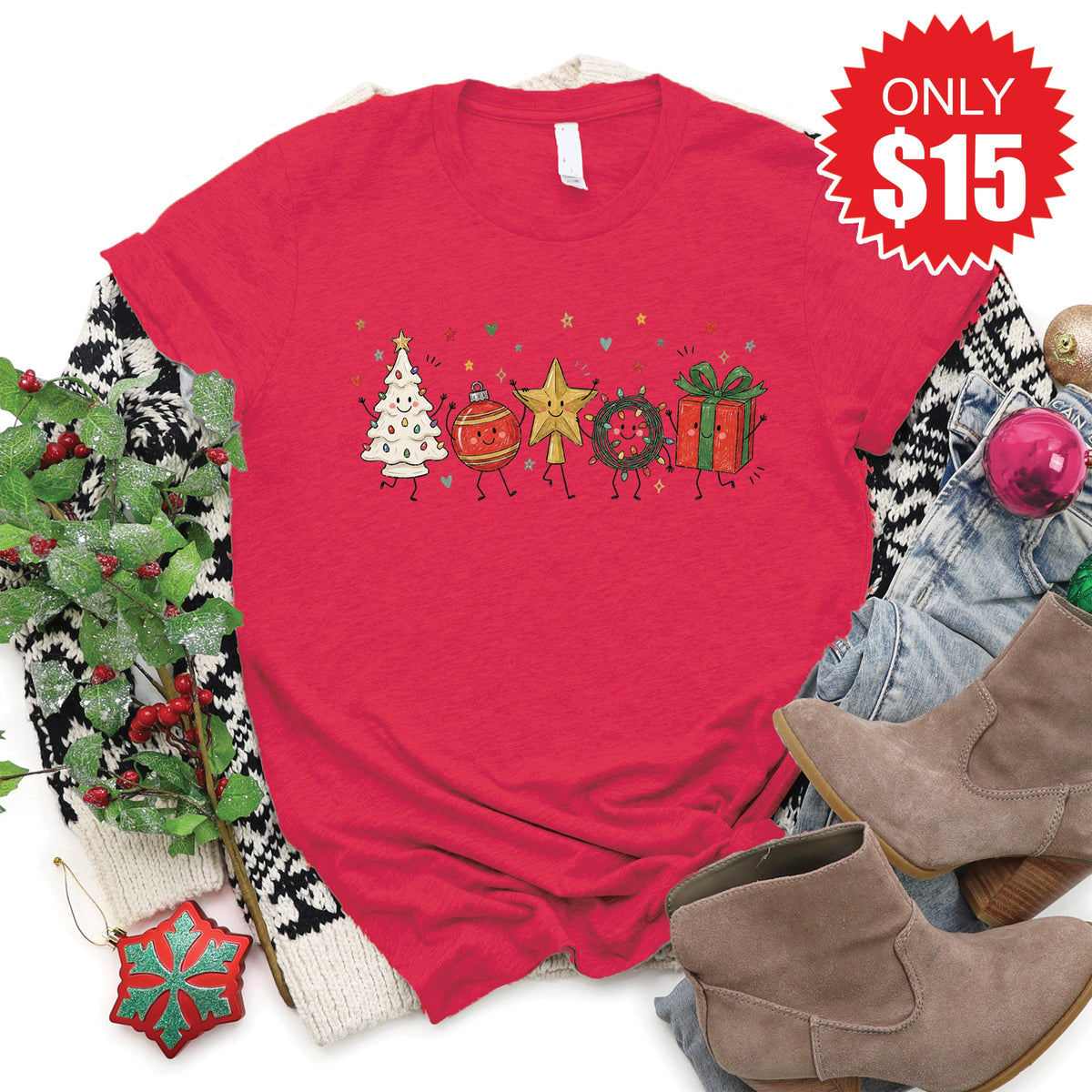 Christmas Decor Tee - Heather Scarlet - 15 product image 1