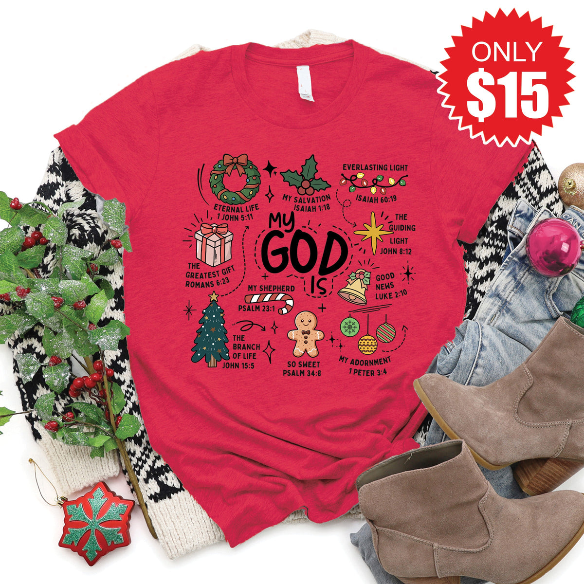 My God Is Tee - Heather Scarlet - 15 product image 1