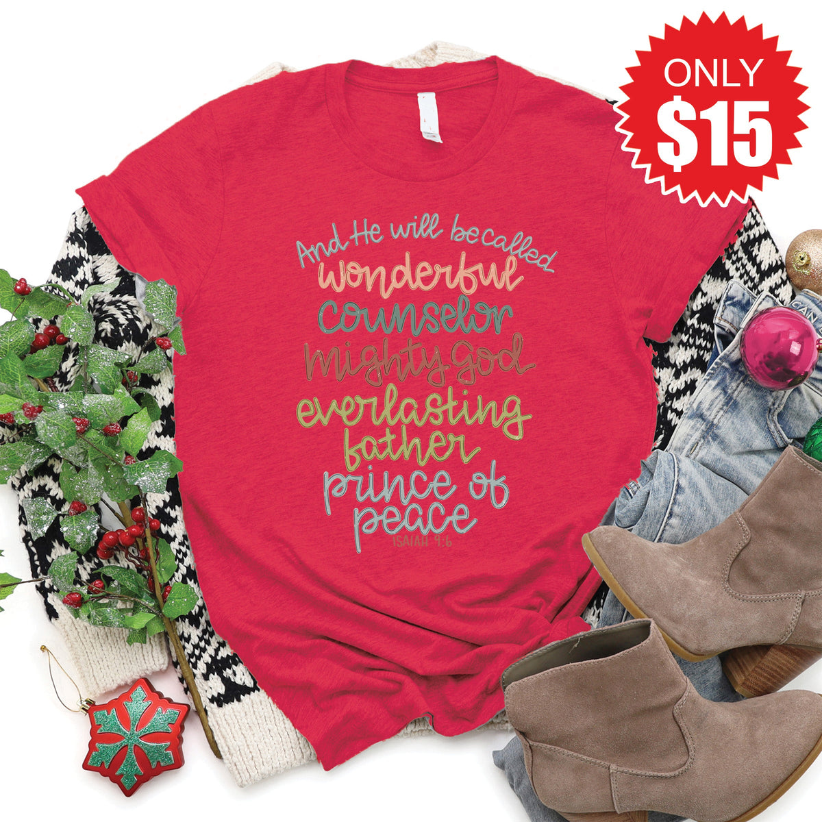 Prince Of Peace Tee - Heather Scarlet - 15 product image 1