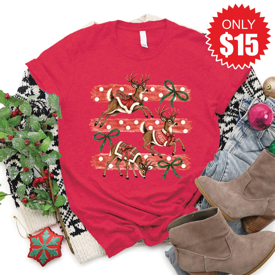 Reindeers Tee - Heather Scarlet - 15 product image 1